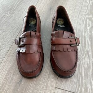 Earth Shoe Gelron 2000m Womens Sable Brown Leather Kiltie Loafer Shoes‎ Size 9W